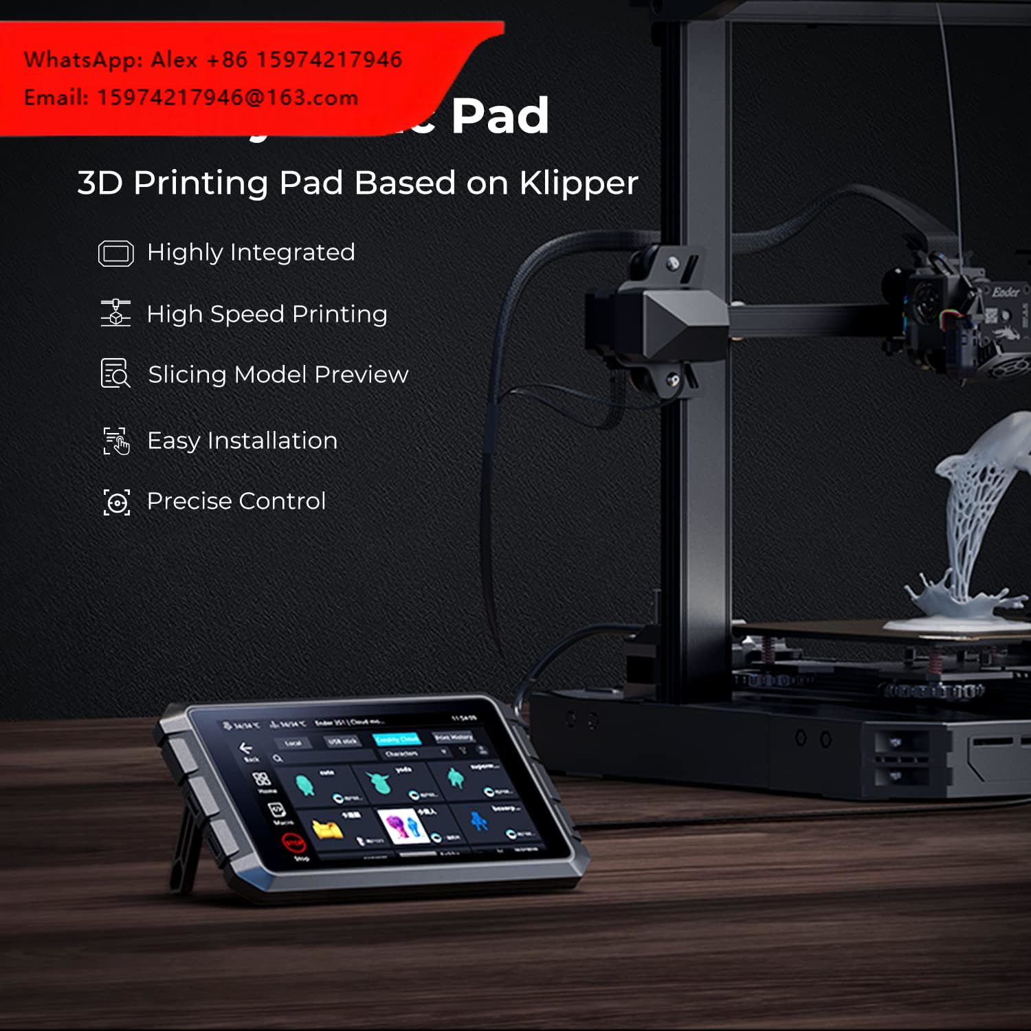 Klipper Pad 7 Inch - Creality Sonic Pad T800, tela sensível